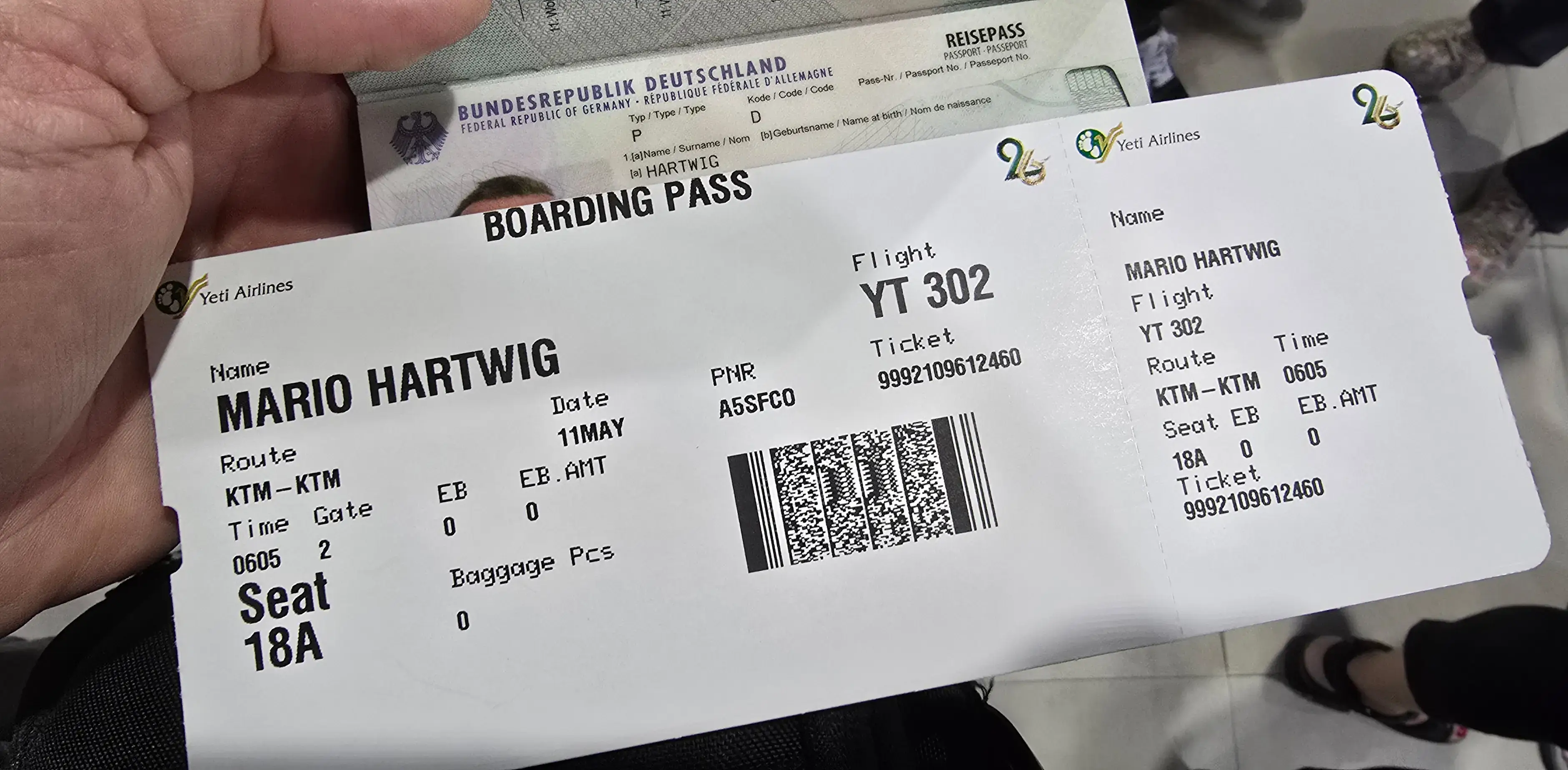 Boarding Pass Yeti Airlines