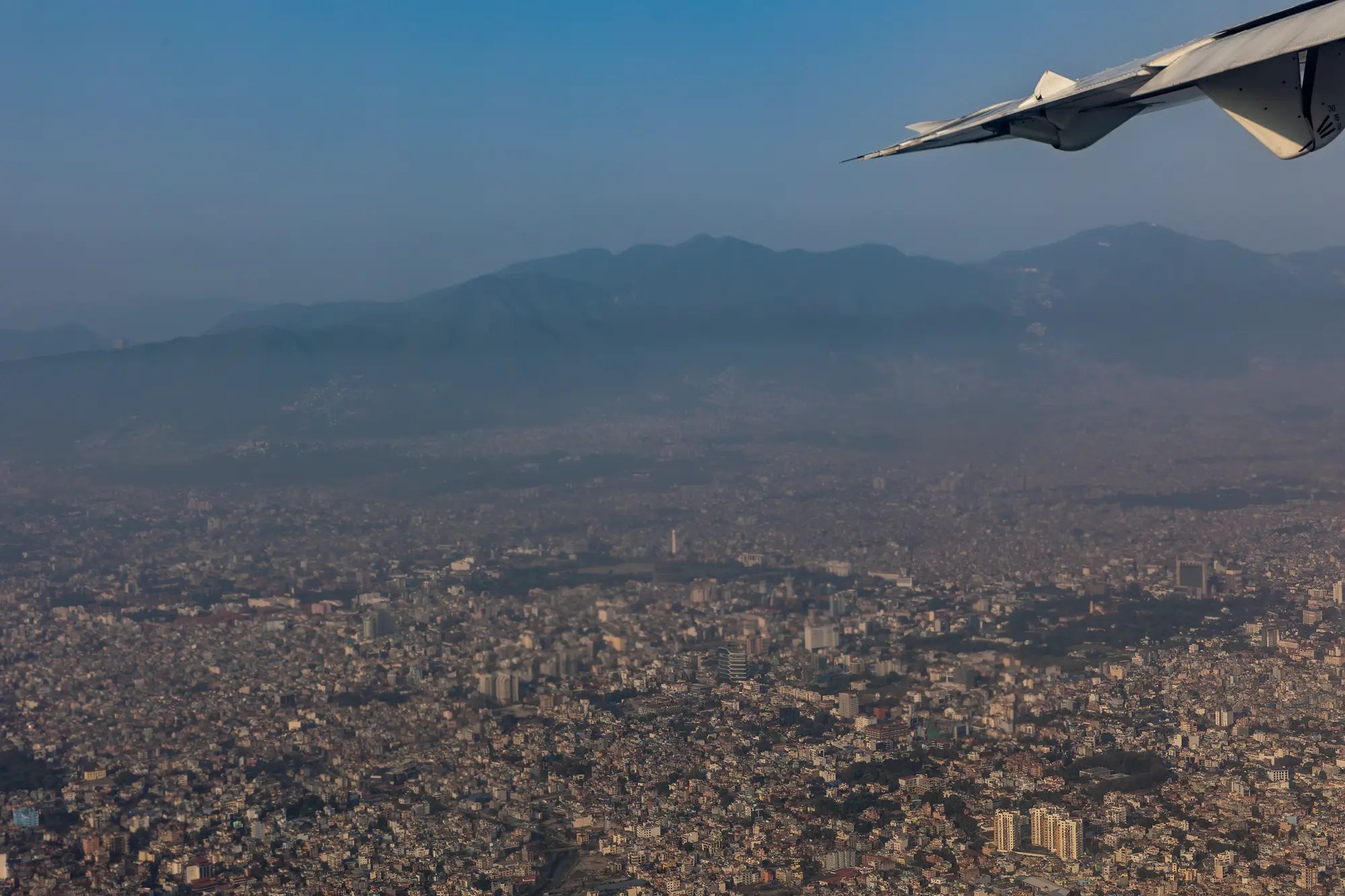 Blick auf Kathmandu kurz nach dem Start
